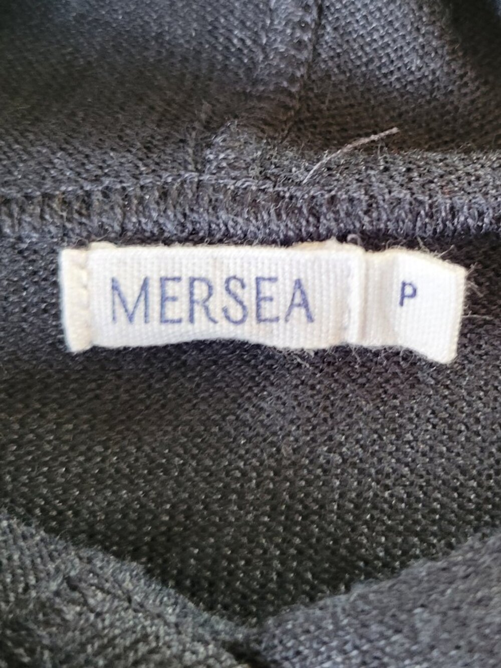 Coastal Boho Hooded Poncho Sweater Navy Oversized Open Side Mersea Lagenlook - Picture 5 of 9